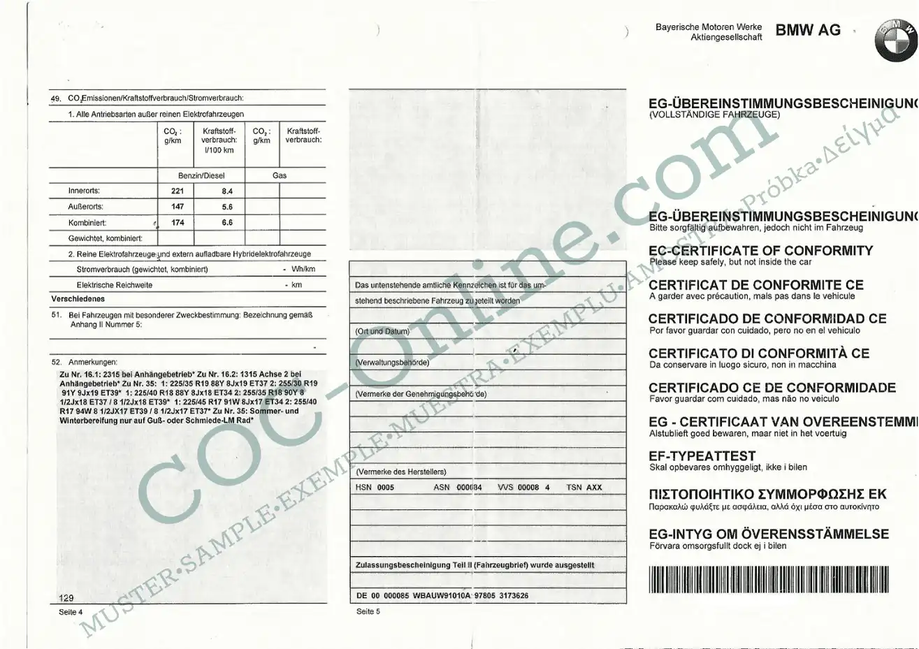 Certificate of Conformity COC BMW - Image 3