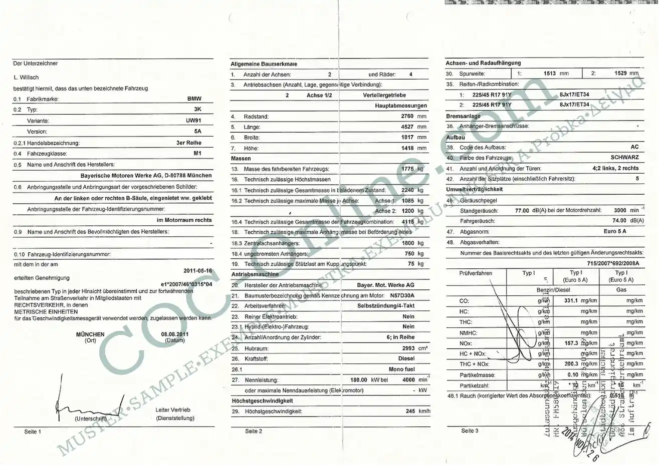 Certificate of Conformity COC BMW - Image 4