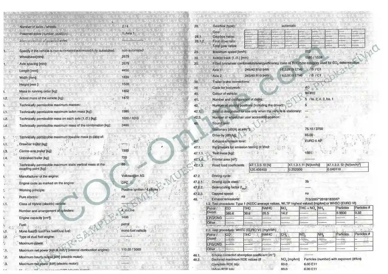 Certificate of Conformity COC CUPRA - Image 4