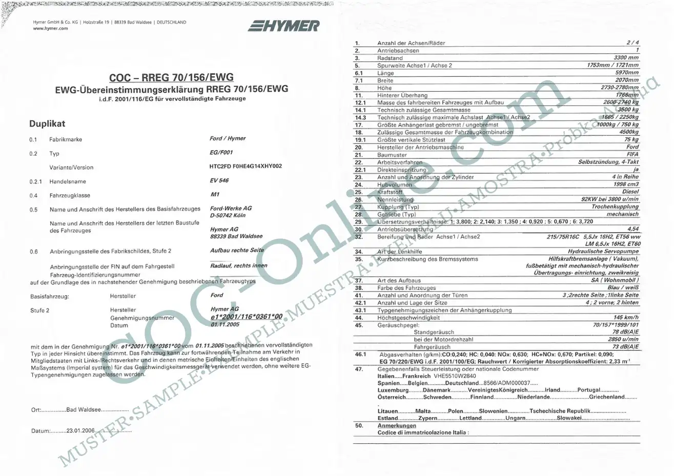 Certificate of Conformity COC HYMER - Image 3