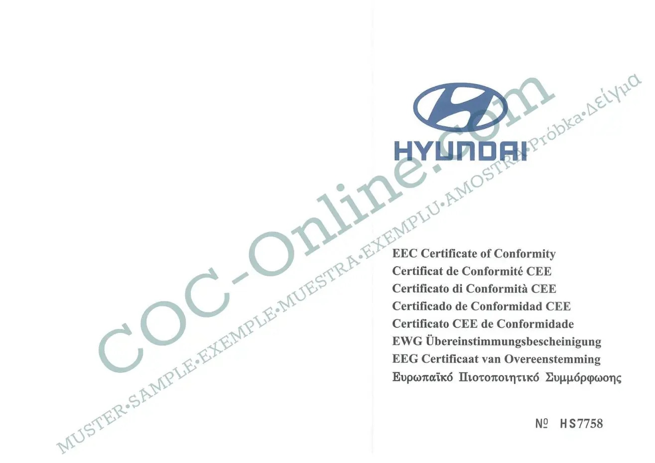 Certificate of Conformity COC HYUNDAI - Image 3
