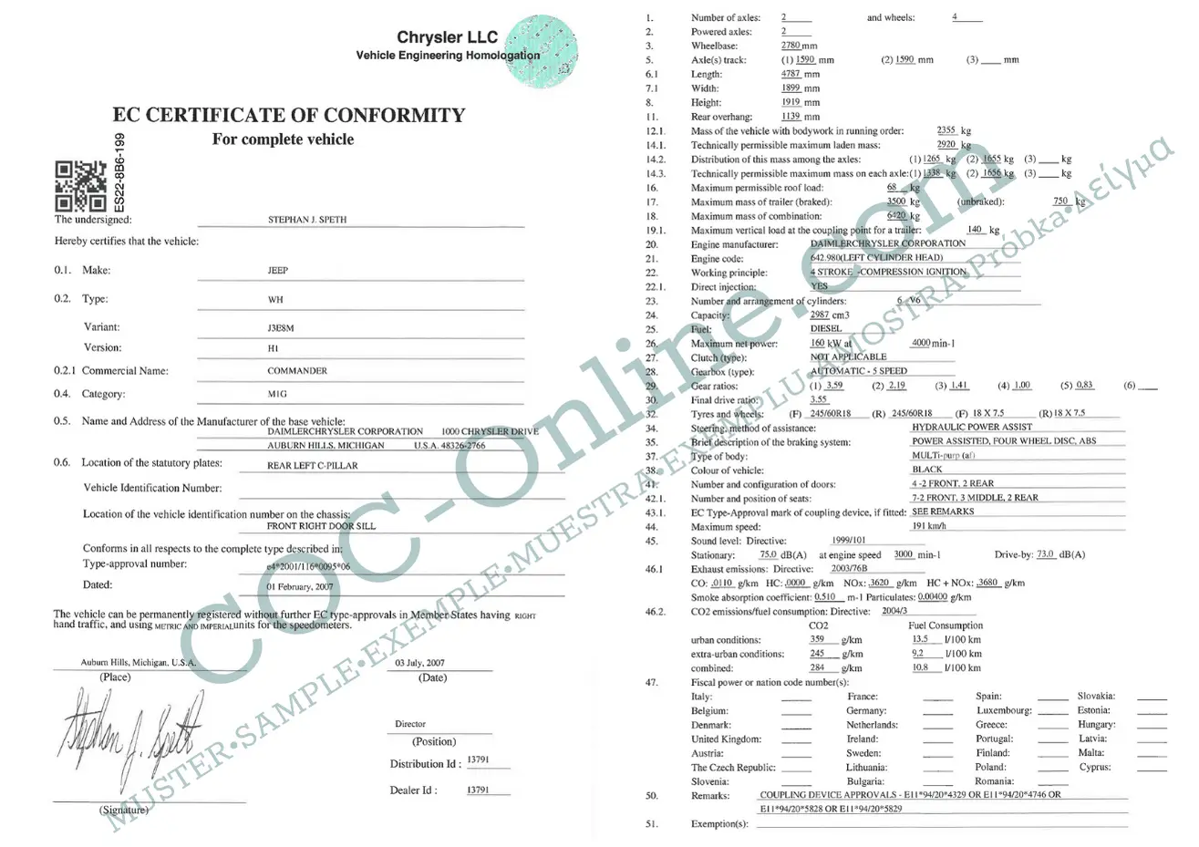 Certificate of Conformity COC JEEP - Image 3