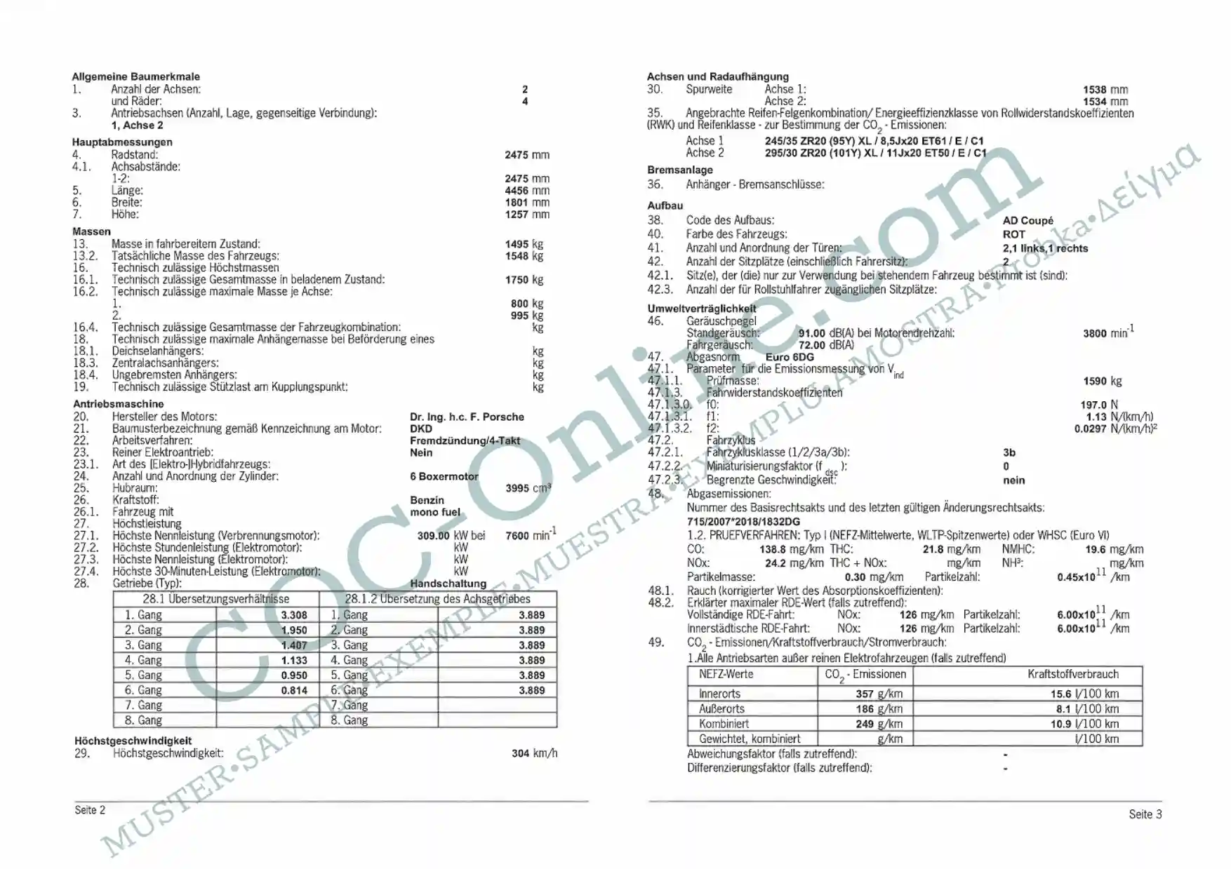 Certificate of Conformity COC PORSCHE - Image 4
